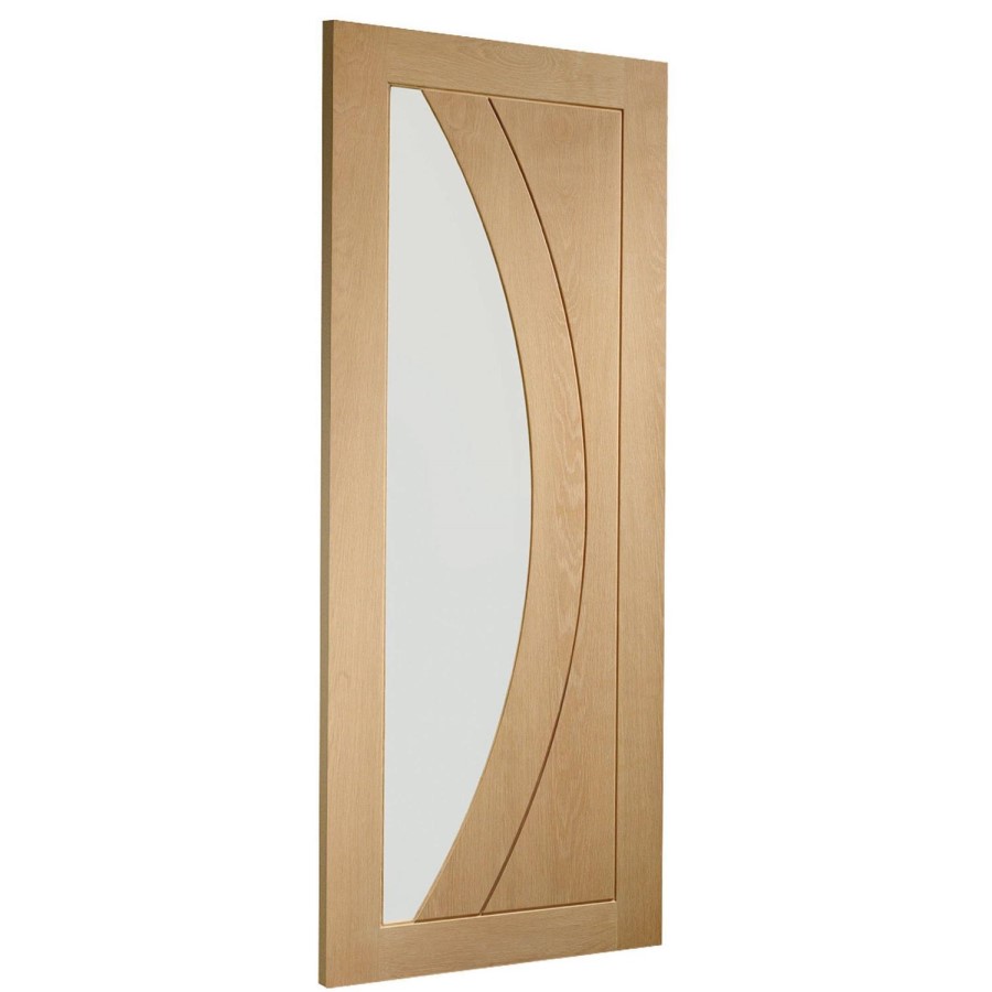 Internal Oak Salerno with Clear Glass - Unfinished, 1981 x 838 x 35 mm