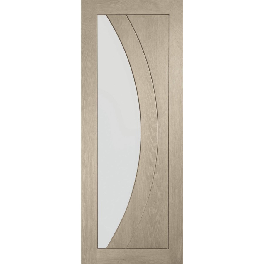 Internal Oak Salerno with Clear Glass - Unfinished, 1981 x 838 x 35 mm