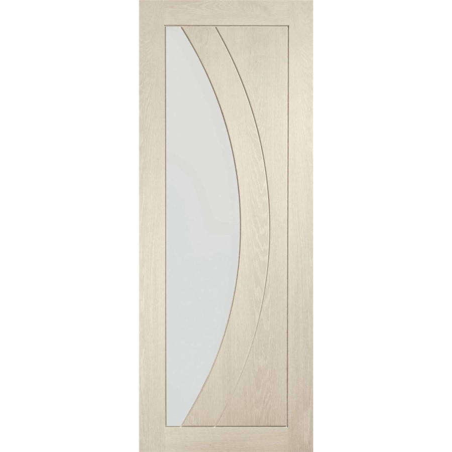 Internal Oak Salerno with Clear Glass - Unfinished, 1981 x 838 x 35 mm
