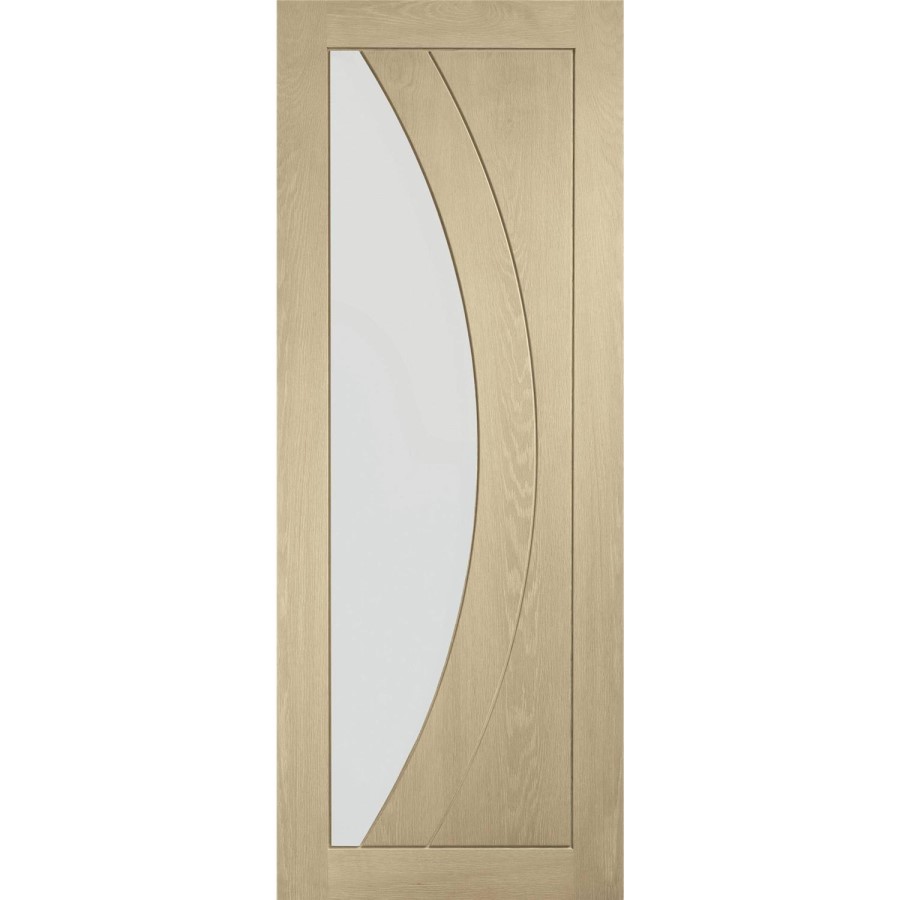 Internal Oak Salerno with Clear Glass - Unfinished, 2040 x 826 x 40 mm
