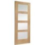 Internal Oak Shaker 4 Panel Door with Clear Glass - Unfinished, 1981 x 762 x 35 mm