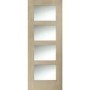 Internal Oak Shaker 4 Panel Door with Obscure Glass - Unfinished, 1981 x 762 x 35 mm