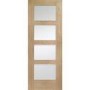 Internal Oak Shaker 4 Panel Door with Obscure Glass - Unfinished, 1981 x 762 x 35 mm
