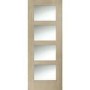 Internal Oak Shaker 4 Panel Door with Clear Glass - Unfinished, 1981 x 838 x 35 mm