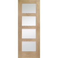 Internal Oak Shaker 4 Panel Door with Clear Glass - Unfinished, 1981 x 838 x 35 mm