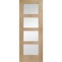 Internal Oak Shaker 4 Panel Door with Clear Glass - Unfinished, 1981 x 838 x 35 mm
