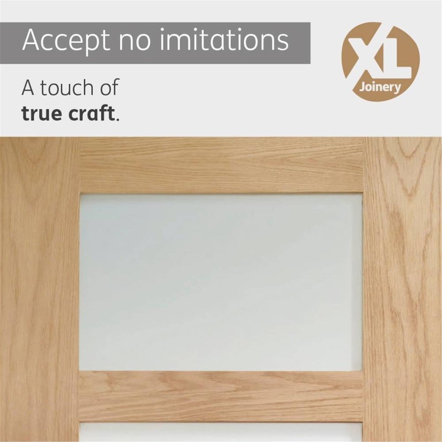 Internal Oak Glazed 4-Panel Shaker Door with Clear Glass - Unfinished - 2040 x 926 x 40mm - 4 Light - XL Joinery