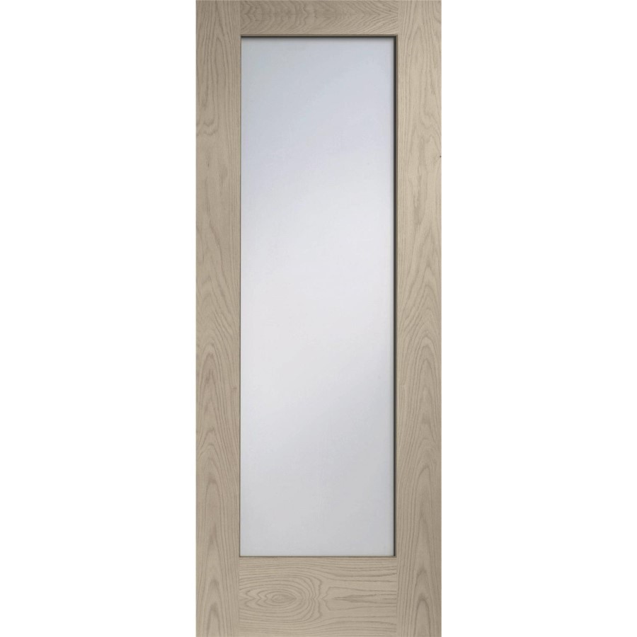 Internal Oak Pattern 10 with Clear Glass Fire Door - Unfinished, 1981 x 762 x 44 mm