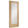 Internal Oak Pattern 10 with Clear Glass Fire Door - Unfinished, 1981 x 762 x 44 mm