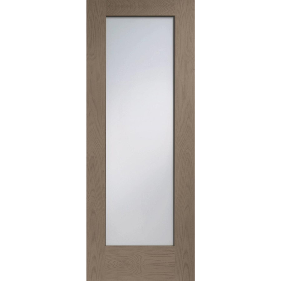 Internal Oak Pattern 10 with Clear Glass Fire Door - Unfinished, 1981 x 762 x 44 mm