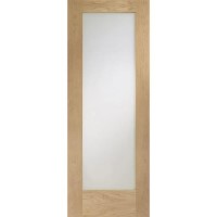 Internal Oak Pattern 10 with Clear Glass Fire Door - Unfinished, 2032 x 813 x 44 mm