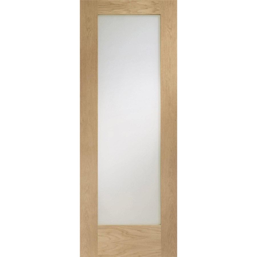 Internal Oak Pattern 10 with Clear Glass Fire Door - Unfinished, 2032 x 813 x 44 mm