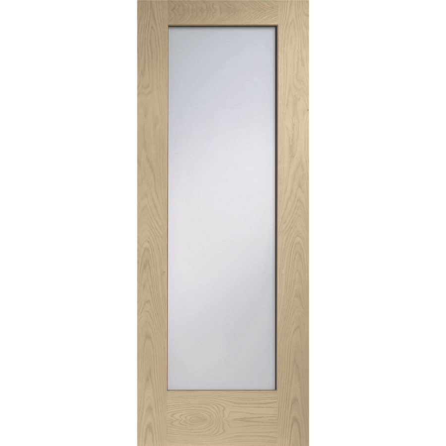 Internal Oak Pattern 10 with Clear Glass Fire Door - Unfinished, 2032 x 813 x 44 mm