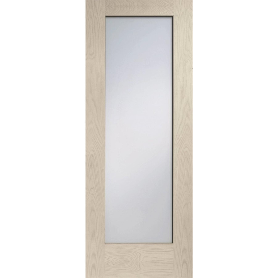 Internal Oak Pattern 10 with Clear Glass Fire Door - Unfinished, 1981 x 838 x 44 mm