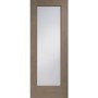 Internal Oak Pattern 10 with Clear Glass Fire Door - Unfinished, 1981 x 838 x 44 mm
