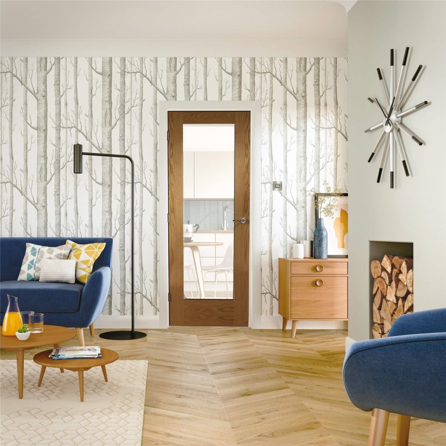 Internal Oak Fully-Glazed Door with Clear Glass - Unfinished - 2040 x 726 x 40mm - Pattern 10 - XL Joinery