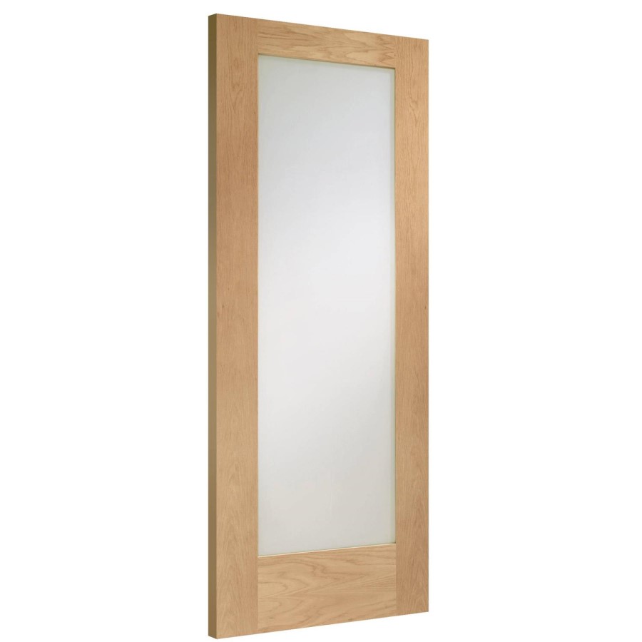 Internal Oak Fully-Glazed Door with Opaque Glass - Unfinished - 2040 x 826 x 40mm - Pattern 10 - XL Joinery
