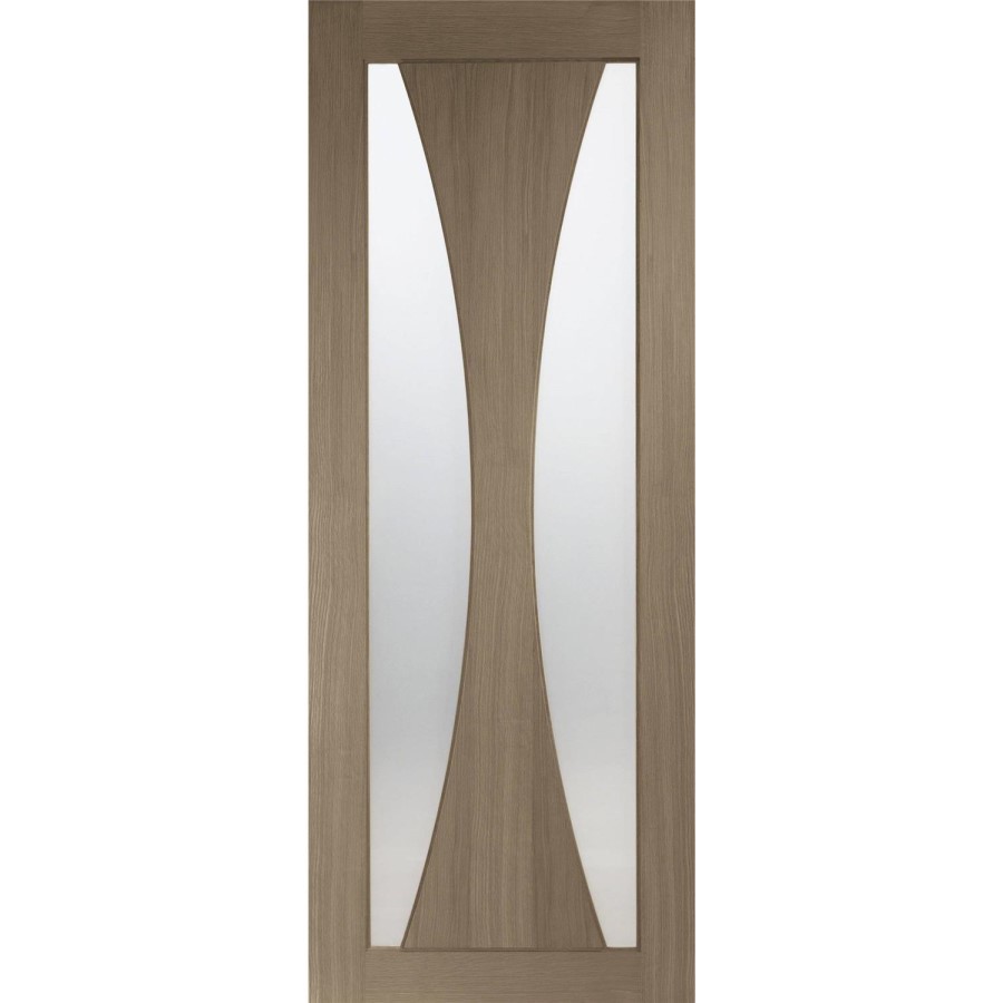 Internal Oak Verona with Clear Glass Fire Door - 1981 x 686 x 44 mm, Unfinished