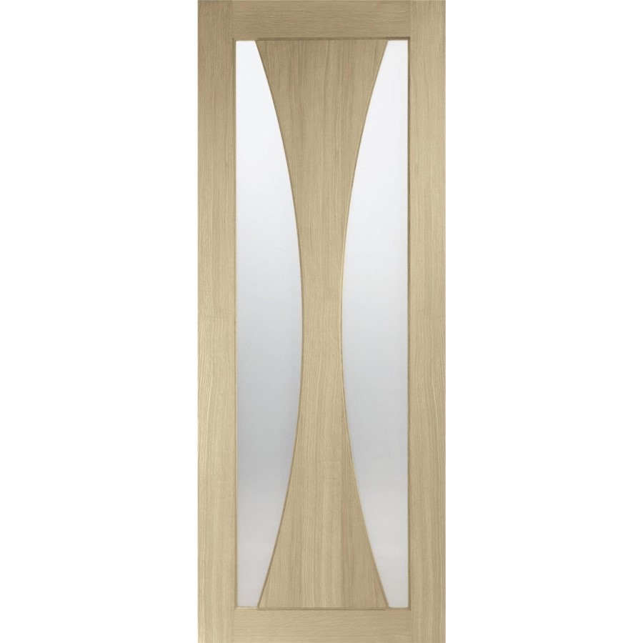 Internal Oak Verona with Clear Glass Fire Door - 1981 x 838 x 44 mm, Unfinished