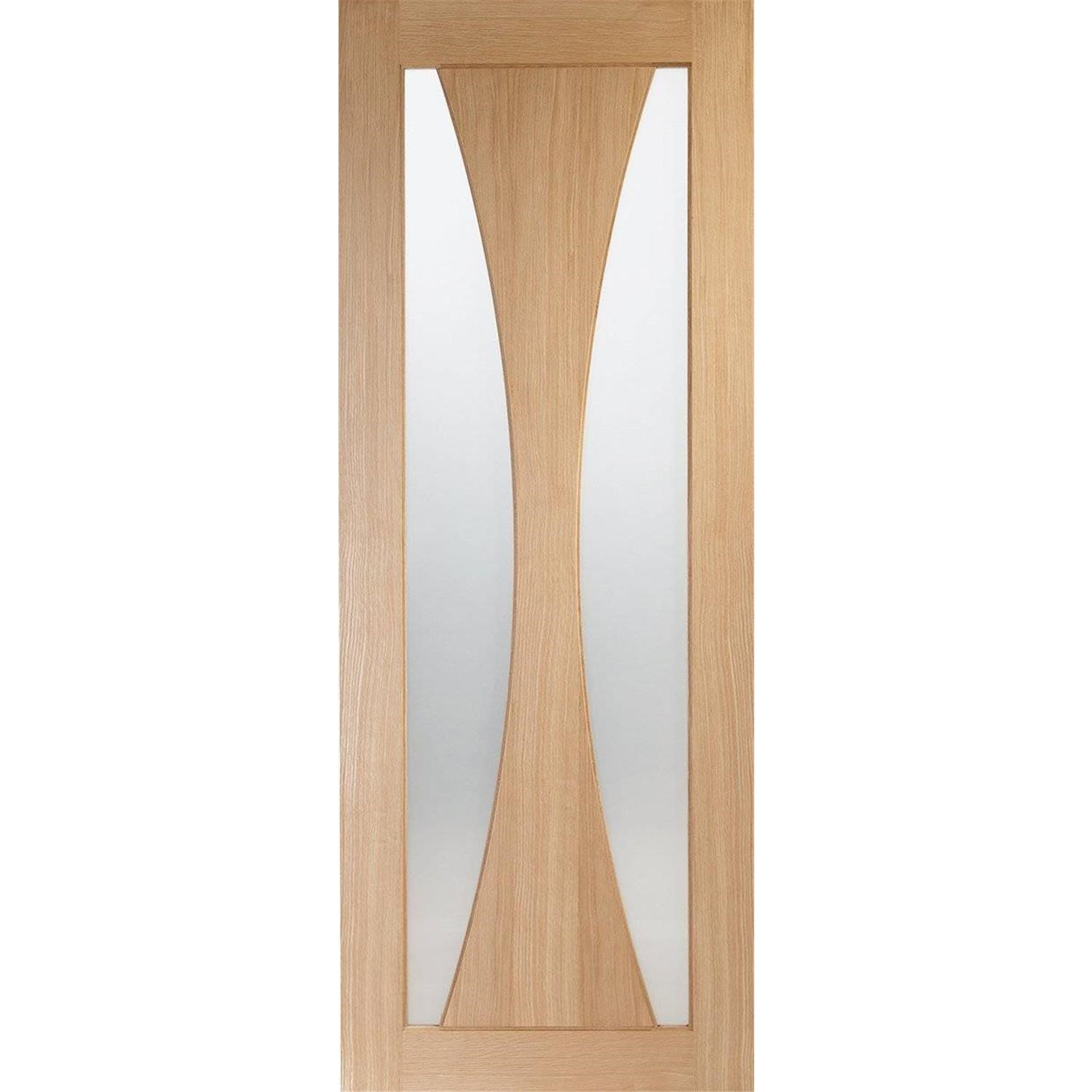 Xl Joinery Brown Internal Oak Glazed Door With Frosted Glass - Unfinished - 1981 X 838 X 35Mm - Verona