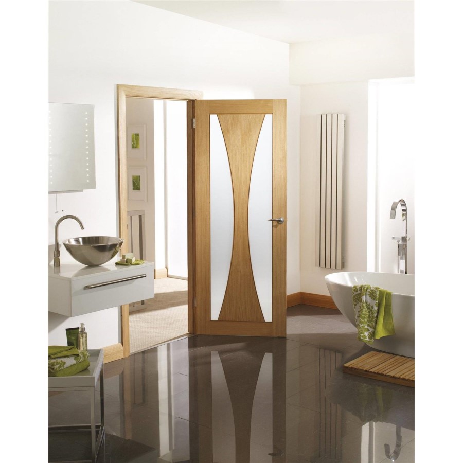 Internal Oak Verona with Obscure Glass - 2040 x 726 x 40 mm, Unfinished