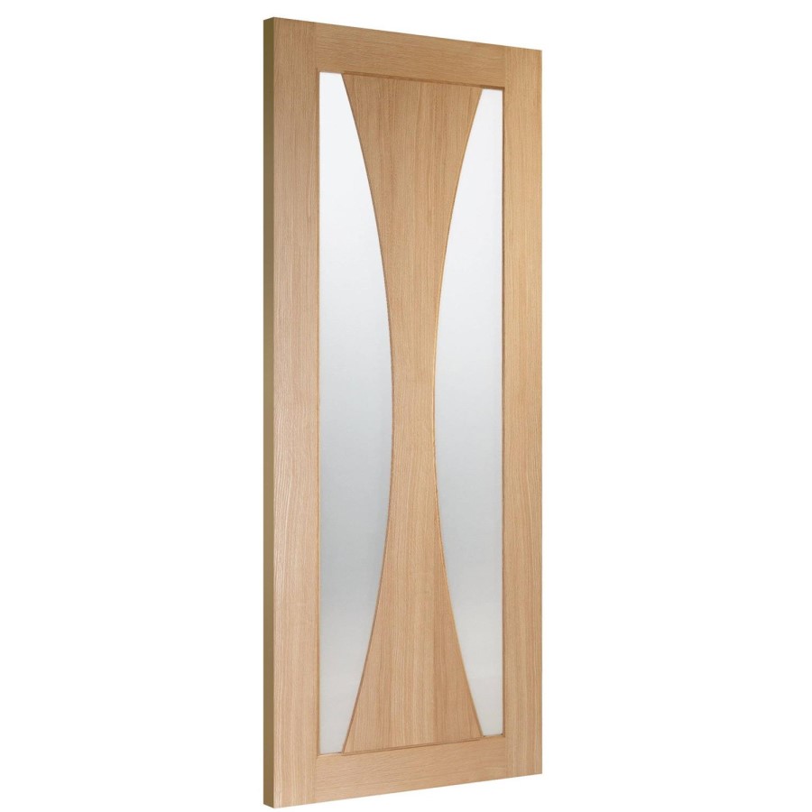 Internal Oak Glazed Door with Opaque Glass - Unfinished - 2040 x 826 x 40mm - Verona - XL Joinery