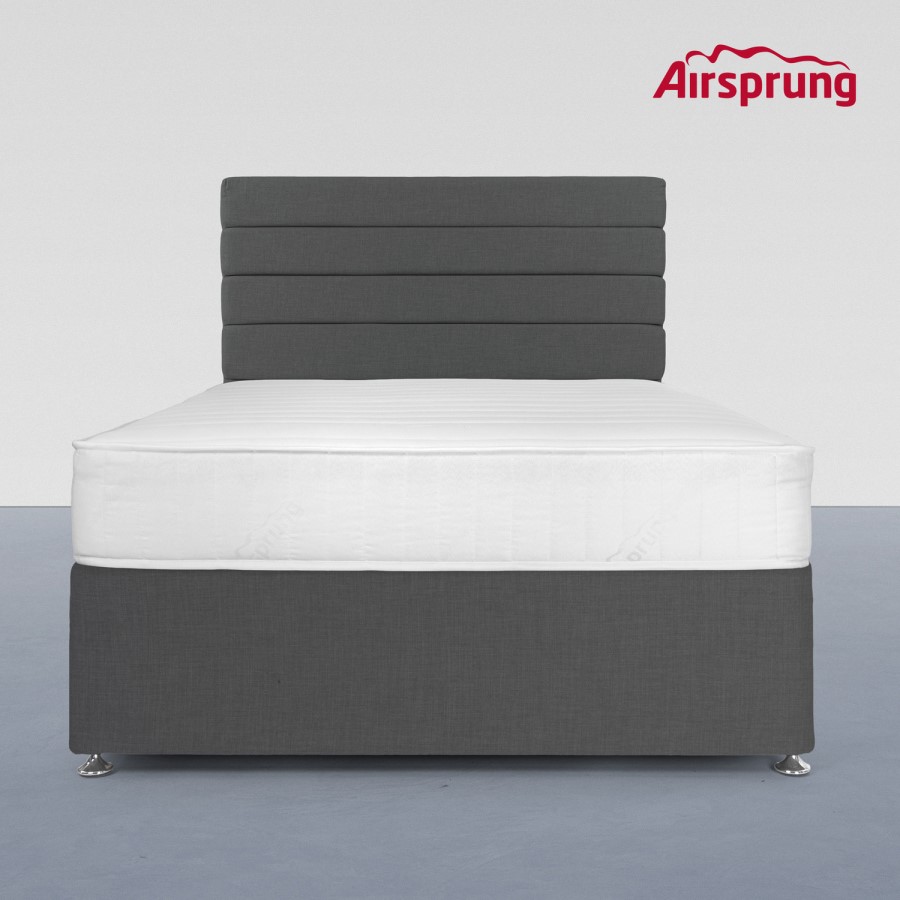 Airsprung Small Double 2 Drawer Divan Bed with Comfort Mattress - Charcoal