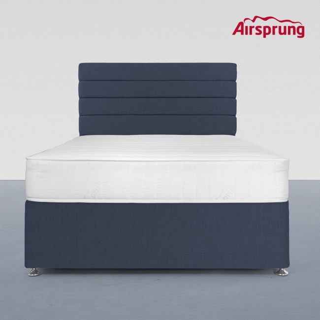 Airsprung Small Double 4 Drawer Divan Bed with Comfort Mattress - Midnight Blue