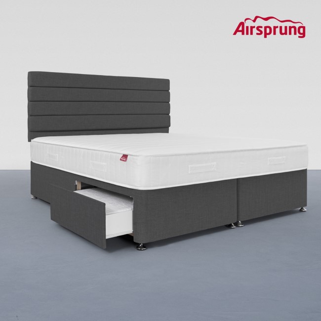 Airsprung Super King 2 Drawer Divan Bed with Comfort Mattress - Charcoal