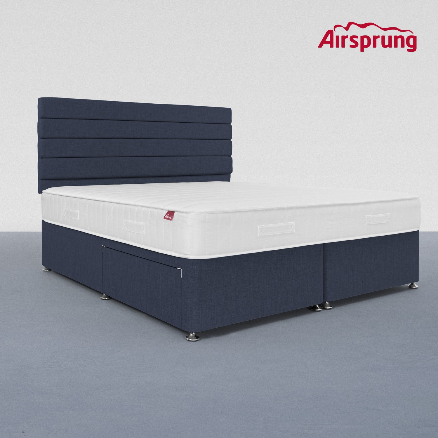 Photo of Airsprung super king 2 drawer divan bed with comfort mattress - midnight blue