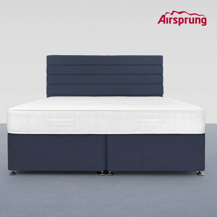 Airsprung Super King 2 Drawer Divan Bed with Comfort Mattress - Midnight Blue