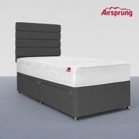 Airsprung Single 2 Drawer Divan Bed with Hybrid Mattress - Charcoal