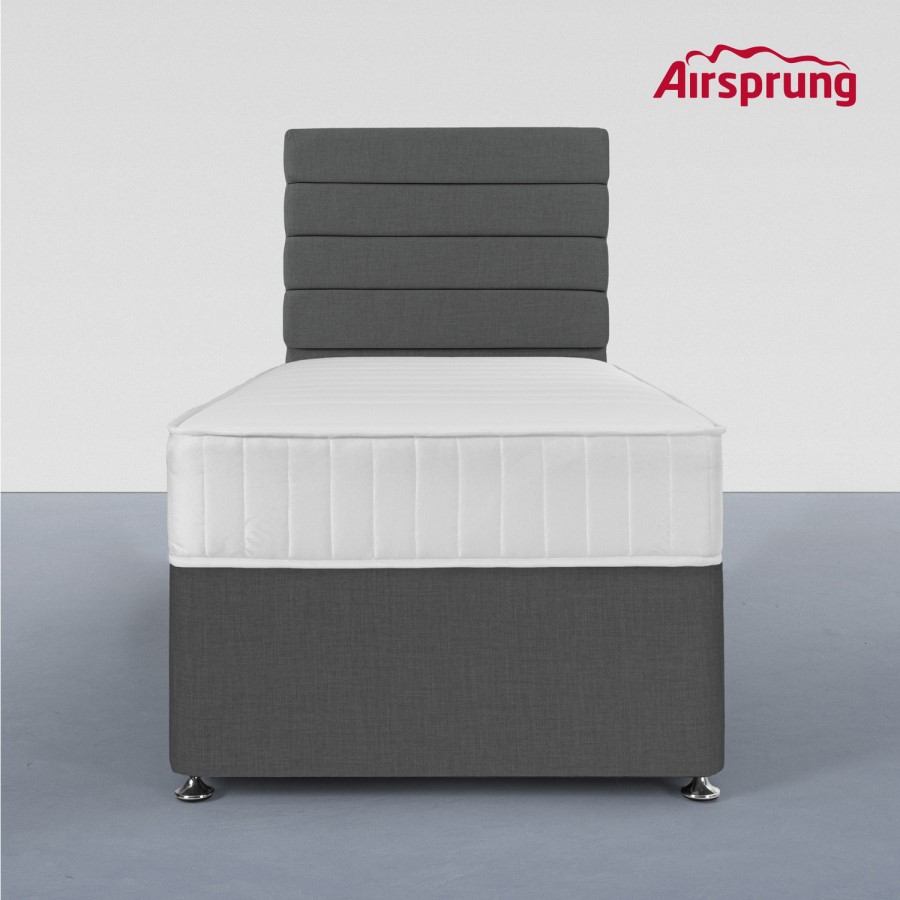 Airsprung Single 2 Drawer Divan Bed with Hybrid Mattress - Charcoal