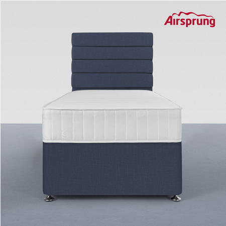 Airsprung Single 2 Drawer Divan Bed with Hybrid Mattress - Midnight Blue