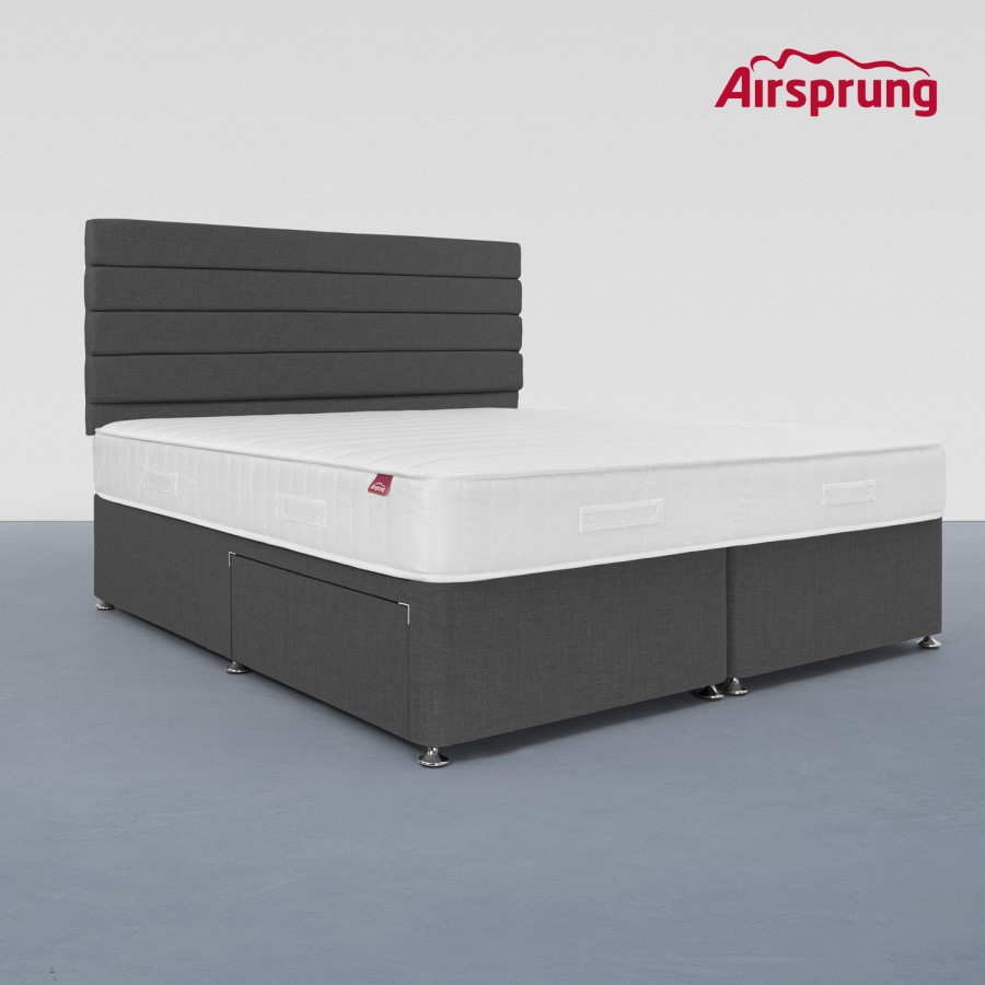 Airsprung Super King 2 Drawer Divan Bed with Hybrid Mattress - Charcoal