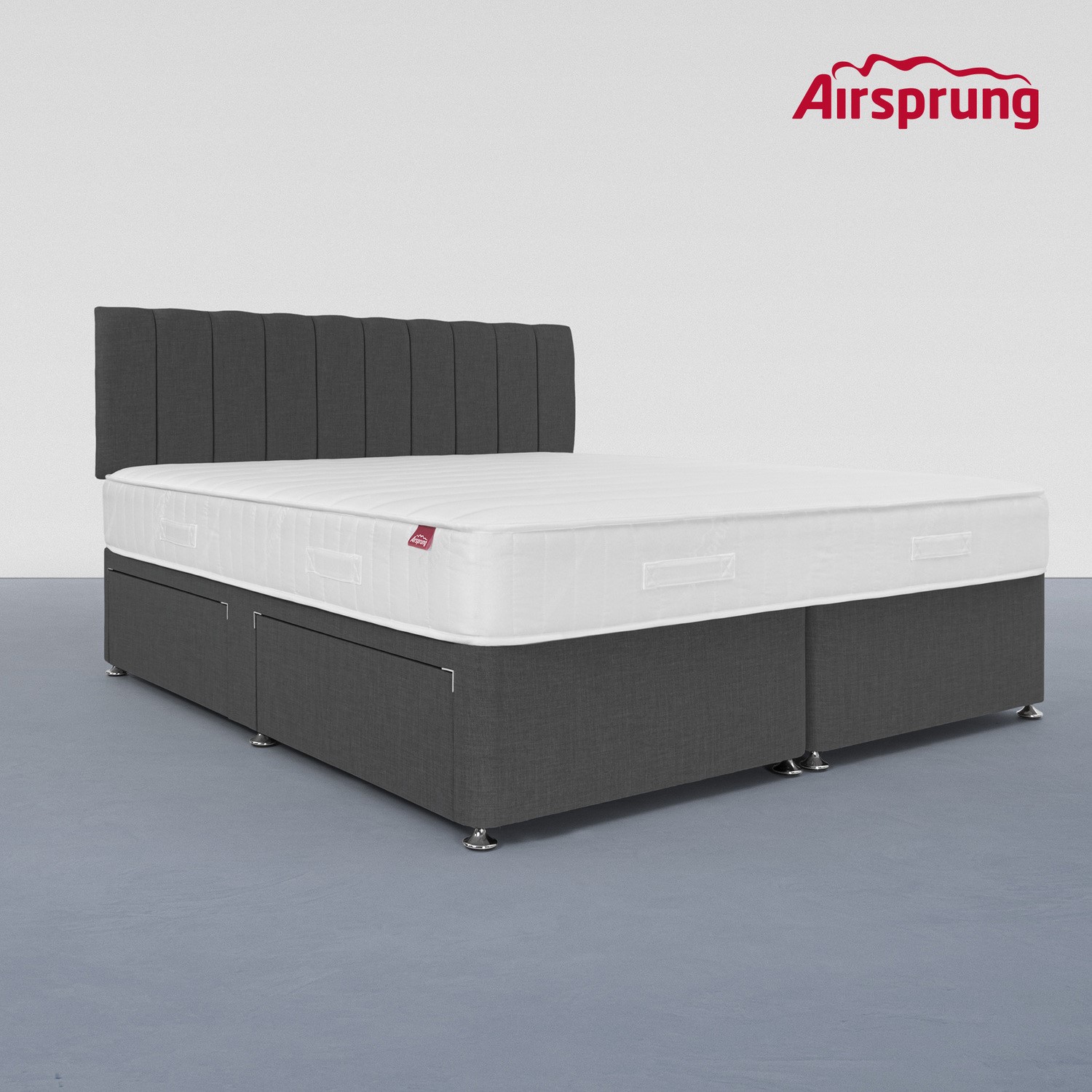 Photo of Airsprung super king 4 drawer divan bed with hybrid mattress - charcoal