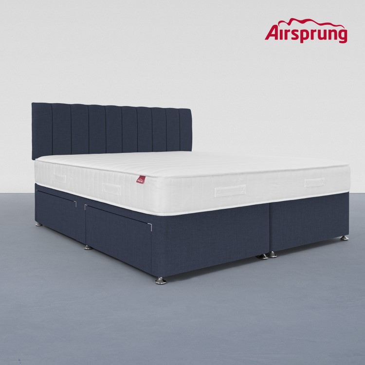 Airsprung Super King 4 Drawer Divan Bed with Hybrid Mattress - Midnight Blue