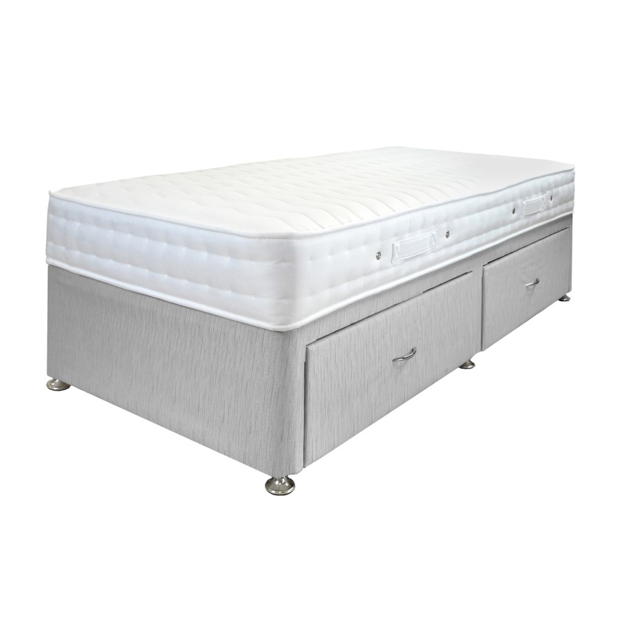 Airsprung Aria 1000 Memory Mattress with Grey 2 Drawer Platform Divan Bed - Single