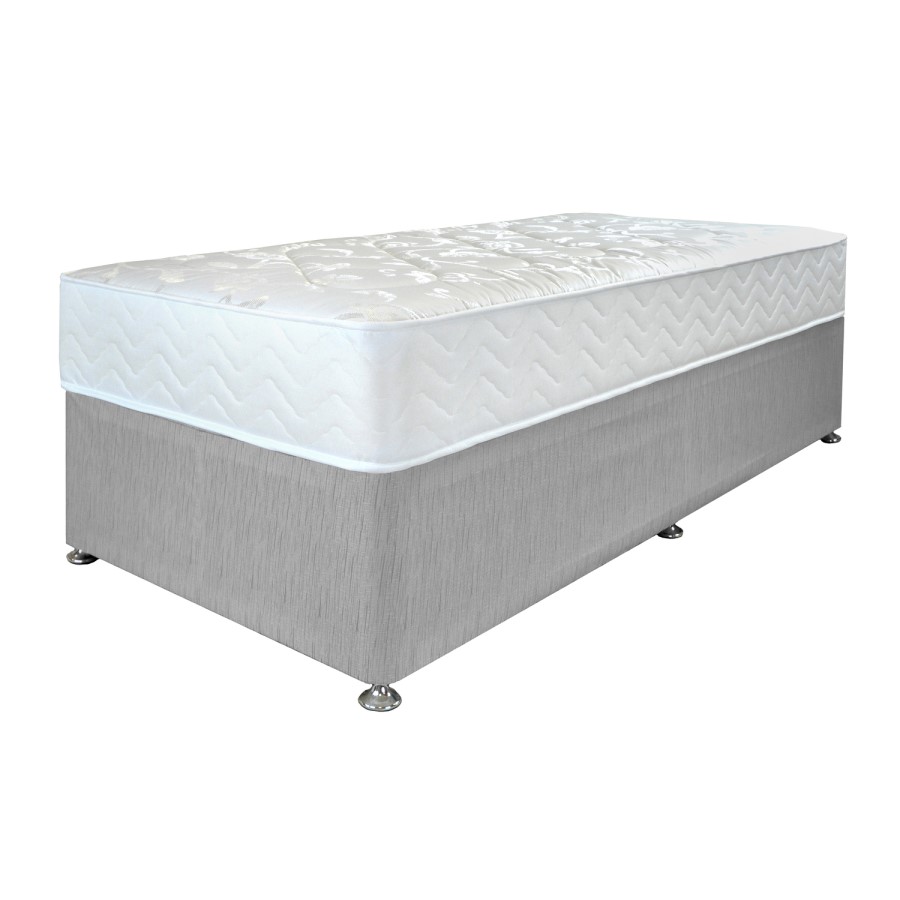 Airsprung Ortho Premium Mattress with Grey Platform Divan Bed - Single