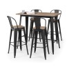 Solid Elm Bar Table with 4 Matching Stools - Grafton