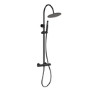 Black Round Gooseneck Thermostatic Bar Shower Set with Hand Shower & Slide Rail Kit - Grace