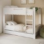 White Scalloped Triple Sleeper Bunk Bed with Trundle – Gracie