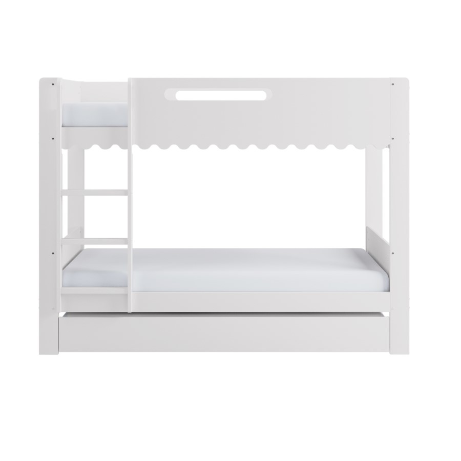 White Scalloped Triple Sleeper Bunk Bed with Trundle – Gracie