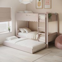 Pink Scalloped Triple Sleeper Bunk Bed with Trundle – Gracie