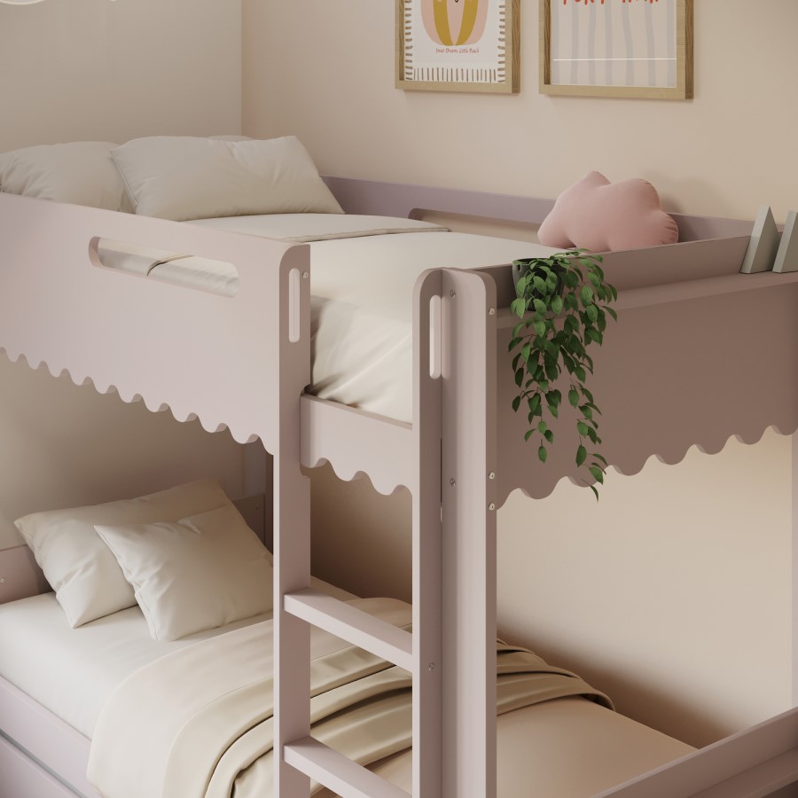 Pink Scalloped Triple Sleeper Bunk Bed with Trundle – Gracie