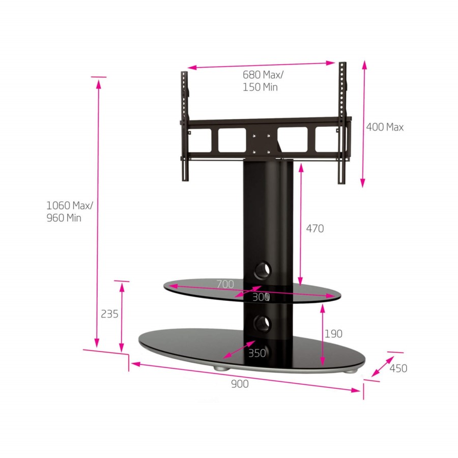 Alphason Gradino GRDB800/2-PB TV stand - Up to 47 Inch