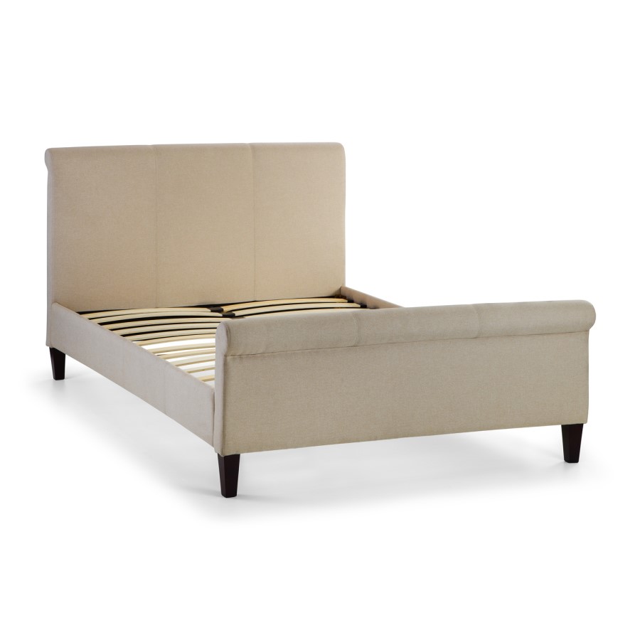 Grosvenoir Upholstered Beige Scroll King Size Bed