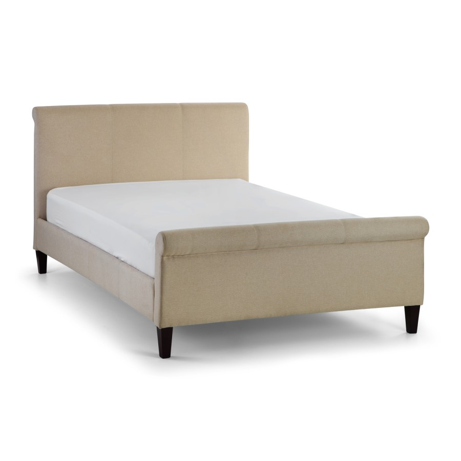 Grosvenoir Upholstered Beige Scroll King Size Bed
