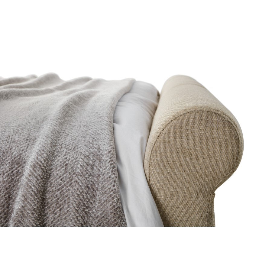 Grosvenoir Upholstered Beige Scroll King Size Bed