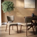 A1/GRT004 GRADE A1 - Set of 2 Beige Faux Leather Dining Chairs with Walnut Legs - Greta